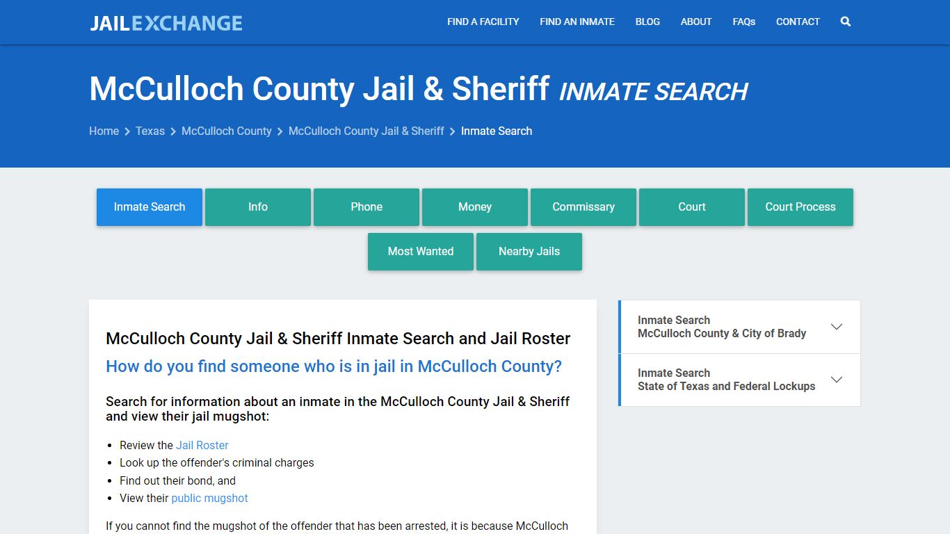 McCulloch County Jail & Sheriff Inmate Search - Jail Exchange