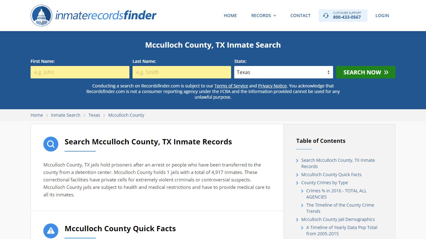 Mcculloch County, TX Inmate Lookup & Jail Records Online